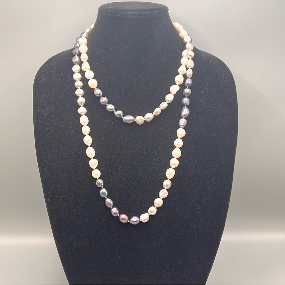 Opera Length Multicolor Cultured Pearl Necklace Long Infinity perfect for gift